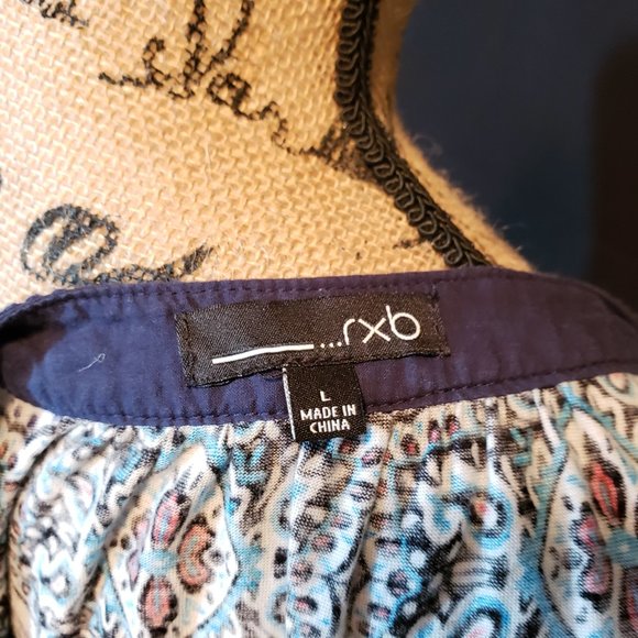 rxb Sleeveless Patterned Navy Top with Tie - Picture 9 of 9